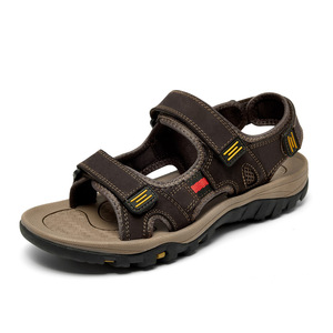 Best Seller Summer Casual Slippers for <strong>Men</strong> <strong>Brown</strong> New Fashion Style Leather Beach <strong>Sandals</strong> with Open Toe Soft and Comfortable - Product Image 1