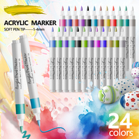Marqueur acrylique à tête souple de qualité supérieure, différentes couleurs, stylo de graffiti artistique, imperméable, opaque, à base d'eau, à tête souple