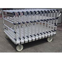 Chariot de stockage mobile multi-niveaux en plastique blanc enduit pour entrepôt, avec barres de guidage, fabrication OEM/ODM