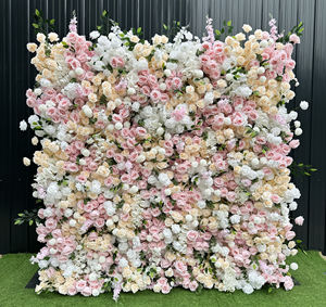 O-FW708 Parete di <span class=keywords><strong>Fiori</strong></span> di Rose Bianche all'Ingrosso, Sfondo per Feste e Matrimoni, <span class=keywords><strong>Tenda</strong></span> di <span class=keywords><strong>Fiori</strong></span> Artificiali 5D 8x8 Piedi - Product Image 3