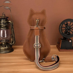 <b>Cat</b>-shaped retro crossbody bag, unisex zippered <b>backpack</b>, chest bag, shoulder bag, phone pouch for summer. - Product Image 4