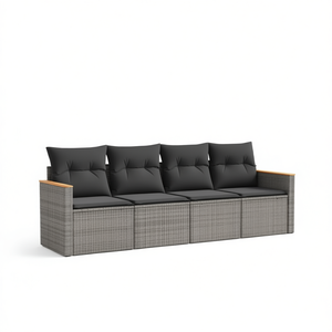 Ensemble de canapés d'extérieur en polyrotin gris moderne, 4 places, meubles de jardin modulaires, design contemporain - Product Image 1