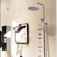 Ensemble de douche moderne en chrome poli avec barre coulissante, mitigeur thermostatique à 1 poignée, fixation murale, pour villa et hôtel, fonctions Pause/Pluie/Douce/Jet