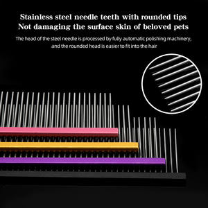 Pettine Professionale in Acciaio Inossidabile e Alluminio Leggero per Cani e Gatti - Design Facile da Usare e Sicuro per Aprire i Nodi - Product Image 3
