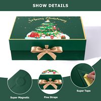 Boîte cadeau de Noël personnalisée faite à la main avec couvercle à fermeture magnétique, ruban, carton rectangulaire, emballage de fête, cadeaux d'entreprise, OEM ODM