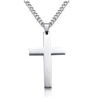 Collier Pendentif Charme pour Homme, Croix Noire sur Chaîne à Maillons en Acier Inoxydable Plaqué Or et Argent, Bijou Cadeau