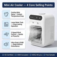 Mini climatiseur portable rechargeable par USB, ventilateur silencieux multifonctionnel pour usage domestique, possibilité d'ajouter de l'eau glacée