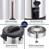 Distributeur d'eau chaude électrique commercial en acier inoxydable de 120 tasses avec robinet pour hôtel et buffet