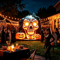 Lanterne géante gonflable en forme de crâne et de citrouille pour Halloween, grande décoration lumineuse pour créer une ambiance festive lors d'événements extérieurs et de fêtes.