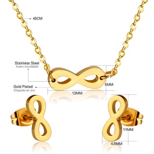 Juego de Collar y Aretes de Acero Inoxidable con Diseño de Infinito, Joyería Plateada Turca para Bodas, para Mujer - Product Image 3