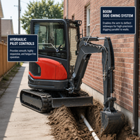 Excavator Mini XG35U Langsung dari Pabrik, Mini Excavator 3.5 Ton Mesin Yanmar CE EPA Euro 5 Kabin untuk Konstruksi Penggalian Parit