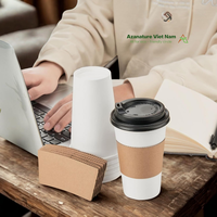Manchon de tasse à café en papier kraft personnalisable, recyclable et compostable, design anti-déversement pour boissons chaudes, personnalisé
