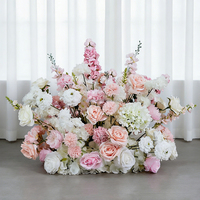 Fleurs d'allée d'entrée de mariage Anthurium Calla Lily, Bouquet de fleurs de sol pour mariage, Arrangement de chemin de fleurs en soie rose poudré