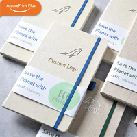 Carnet de notes professionnel en lin durable avec couverture rigide, sangle élastique, impression personnalisée, pages épaisses - Cadeau écologique pour les entreprises