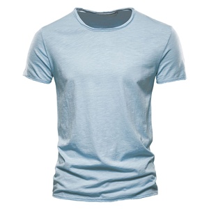 <span class=keywords><strong>Nouvelle</strong></span> collection été transfrontalière : T-shirt homme décontracté uni à manches courtes, coupe ajustée, en coton bambou anti-humidité, col rond, taille européenne - Product Image 6