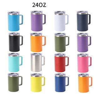 Vaso Térmico Personalizado con Logotipo Impreso, de Doble Pared, 24oz, con Tapa Deslizante, Aislado al Vacío, Taza de Café de 12oz con Asa - Product Image 1