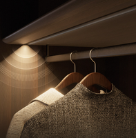 Bande LED encastrable sans soudure DC12V 7W, 10x10mm, avec clip de fixation à rainure, découpe facile, capteur de mouvement, éclairage pour armoire de cuisine