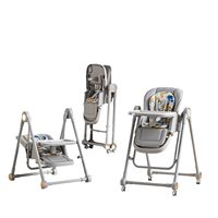 Chaise haute bébé portable pliable en acier inoxydable blanc vintage, sécurisée pour une utilisation en extérieur ou dans le salon, avec table haute pour bébé incluse
