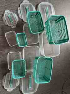 <span class=keywords><strong>Cestello</strong></span> Multifunzionale per Lavaggio Verdure con Contenitore, Recipiente Ermetico e Drenabile per Frigorifero - Product Image 3