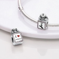 Pendentif breloque rose en argent 925 MULA pour femmes, plaqué rhodium avec zircon, compatible avec bracelet à breloques original, bijoux DIY pour enfants