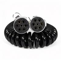 Câble d'extension spiralé 24V 7P ISO 1185 Type N, longueur optionnelle, pour connecter camion et alimentation électrique