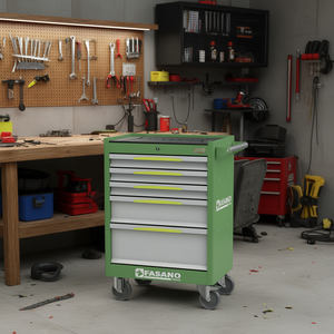 Fasano Tools 5 Drawer Rolling Tool Cabinet Green Metal <b>Workbench</b> Storage Cart for <b>Garage</b> Workshop Use - Product Image 3