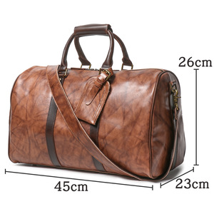 Bolsa de Viaje de Cuero Vacuno Natural con Logotipo Personalizado, Gran Capacidad, Impermeable, Unisex, Correa Ajustable, Bolsa de Equipaje para Fin de Semana - Product Image 2