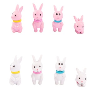 Figurines de lapin de dessin animé Depeng Crafts, ensemble rose et blanc, mini décoration de jardin, moulage par injection, produits finis - Product Image 5