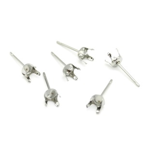 Anno Jewelry Clous d'oreilles en acier inoxydable avec zircon rond, composants et fournitures pour bijoux DIY - Product Image 3