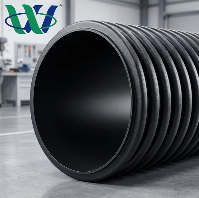 Premium Flexible High Pressure HDPE Steel Strip Reinforced Double Wall Corrugated Pipe Black DN300-DN2200mm Permanent