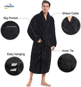 Kadın erkek flanel bornoz pijama 2025 sonbahar kış katı peluş çift bornoz kalın sıcak kadın Robe Dropshipping - Product Image 4