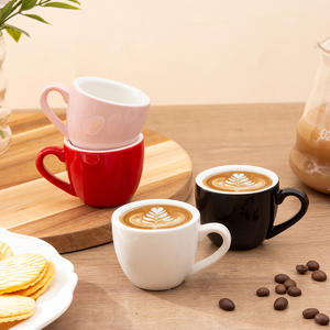 Cross Border Latte Coffee Cup Ceramic Cappuccino <b>Mug</b> Set White Red Pink Black Solid Color For Presents 2025 - Product Image 5