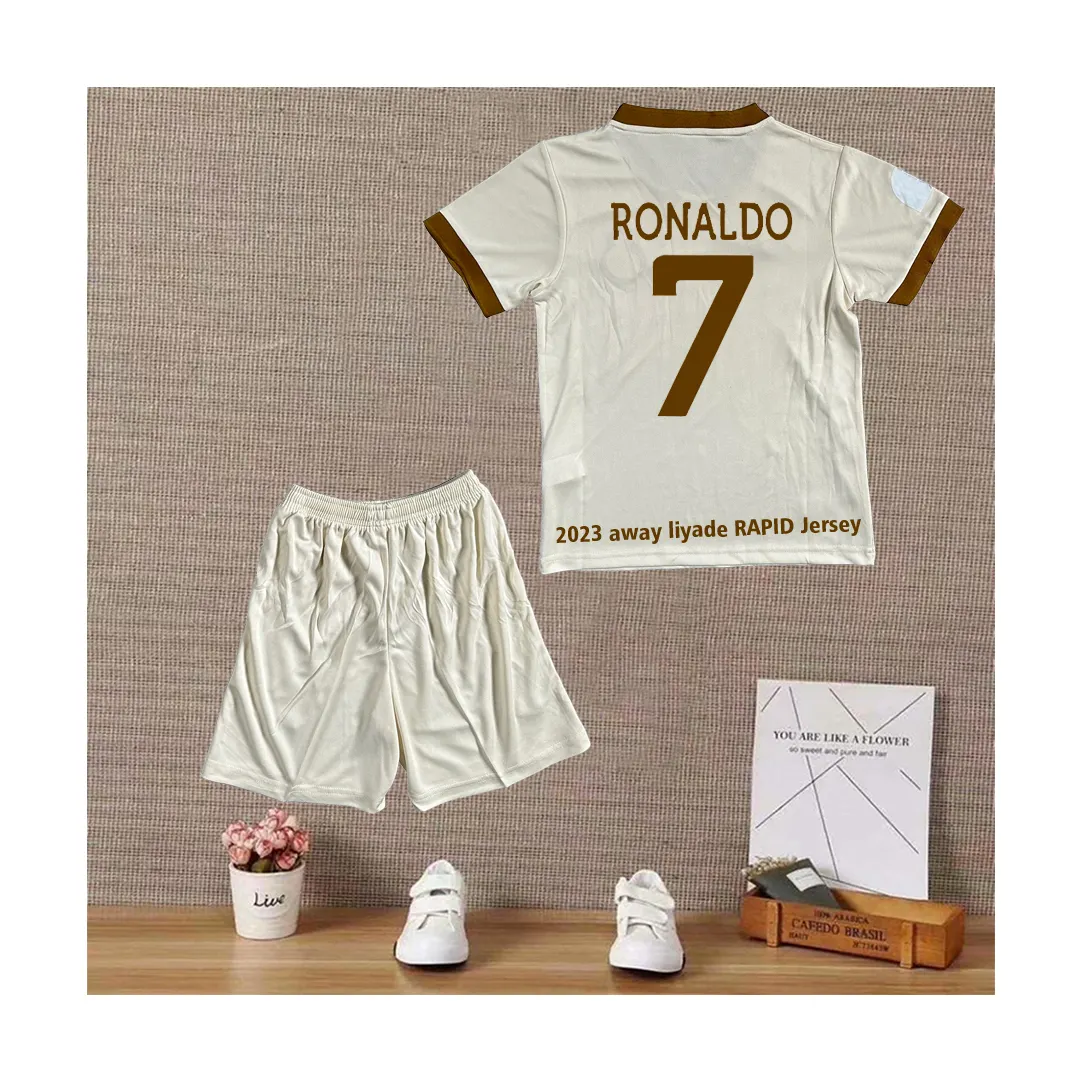 Thailand Quick Dry 22/23 alle nassr away cr7 setzt cristiano ronaldo trikot kinder ronaldo fußball trikots für kinder fußball uniform