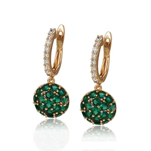 A00417722 beautiful jewelry 18k gold-plated green cz bulk hoop earring