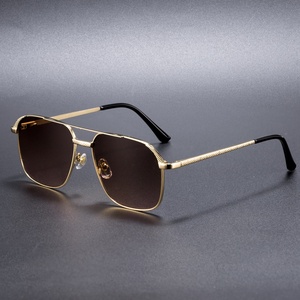 Lunettes de soleil unisexes HBK, lunettes de soleil rétro à double pont, lunettes vintage, verres réfléchissants, UV400, <span class=keywords><strong>marque</strong></span> de luxe, monture en métal personnalisée - Product Image 2