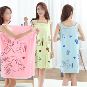 Vendita calda da donna in microfibra stampato <span class=keywords><strong>accappatoio</strong></span> Super assorbente gonna abito da bagno casa doccia tessuto animale Logo adulti <span class=keywords><strong>bambini</strong></span> - Product Image 1