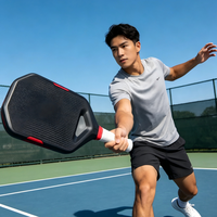 Raquette de pickleball aérodynamique évidée en fibre de carbone brute T700, noyau monobloc intégré, pour un swing et un contrôle à haute vitesse