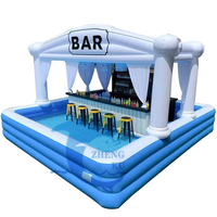 Bar de piscine gonflable commercial adultes cour extérieure fête piscine d'eau barre gonflable tente sauter plate-forme de pub avec sièges