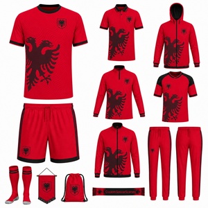 Costume d'Albanais Personnalisé, Uniforme de Football, Maillot de Football, T-shirt et Short avec Drapeau de l'Albanie pour Enfants - Product Image 3