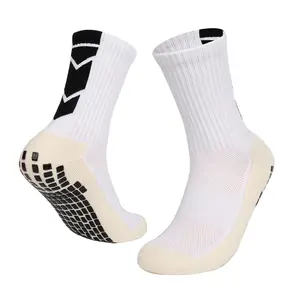 Custom Logo Non Slip Grip Football Soccer Crew Long Athletic Sport Grip Socks for Kids Youth Men
