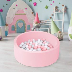 Piscine à balles ronde d'intérieur en mousse à mémoire de forme rose clair de haute qualité pour tout-petits, enfants et usage scolaire, lavable - Product Image 1