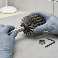 Petite brosse cylindrique en fil métallique, diamètre 45 mm, filament en acier inoxydable, noyau en plastique noir de 10 mm, brosse rotative pour le nettoyage des surfaces