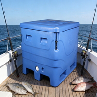 Bacs en plastique rotomoulé de 1000 L, grands conteneurs pour poisson, bacs isothermes pour congélation du poisson, glacières en plastique pour poisson