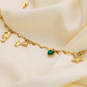 Chaîne de cheville en acier inoxydable avec perles, couleur or 18 carats, pour femme, thème océan, breloque animale, style estival - Product Image 3