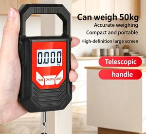 เครื่องชั่งน้ำหนักอิเล็กทรอนิกส์แบบพกพา LCD กันน้ำ ความละเอียด 0.005 กิโลกรัม ขนาดกะทัดรัด พกพาสะดวก ใช้ได้ทั้งในเชิงพาณิชย์และในบ้าน เหมาะสำหรับชั่งส่งพัสดุ ชั่งน้ำหนักปลา พร้อมตะขอ - Product Image 1