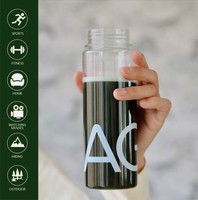 Bouteille shaker en plastique Tritan de 16 oz sans BPA avec bouchon en acier inoxydable, réutilisable, transparente, pour jus, protéines, sport