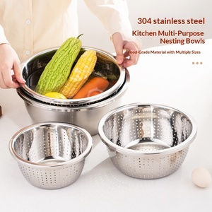 Le Chef He Carp 304 נירוסטה מעובה למטבח, סל ניקוז ומסננת לשטיפת אורז/ירקות - Product Image 5