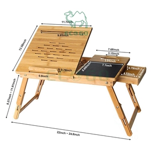 Opvouwbare Bamboe Laptop Tafel Verstelbare Multifunctionele Schootbureau Voor Notebook-<span class=keywords><strong>Computer</strong></span> Tablet Bed Lade Met Kantelbare Zijlade - Product Image 3