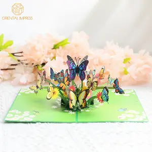Carte de vœux 3D de la fête des mères avec papillon volant Pop Up cartes de remerciement