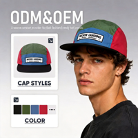 Gorra de Béisbol de 5 Paneles con Bloques de Color en 2 Tonos, Visera Plana, Correa Ajustable y Logotipo Personalizado, Directo de Fábrica, para Hombre y Mujer